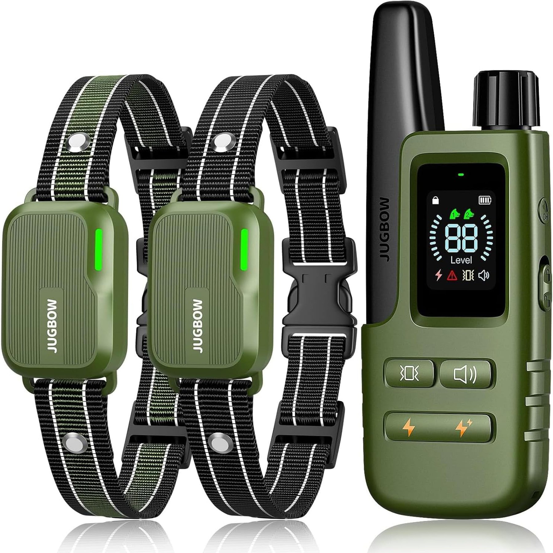 Jugbow Remote Waterproof & Adjustable Multi System Dog Training-Collar, Green, 4500-ft