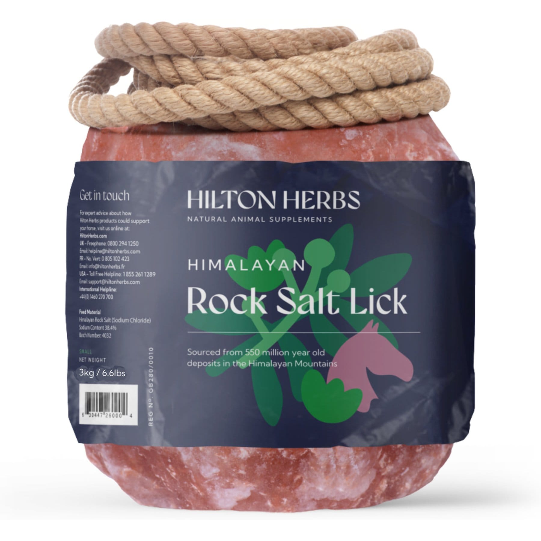 Hilton Herbs Himalayan Rock Salt Lick Vitamins-Minerals Block Horse Supplement, 6.6-lb