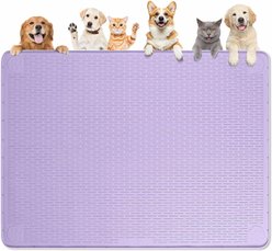 Bartuke Mat with Raised Edge, Waterproof Non-Slip Feeding Silicone Dog & Cat Bowl-Accessory, X-Large: 50 X 35-in, Purple