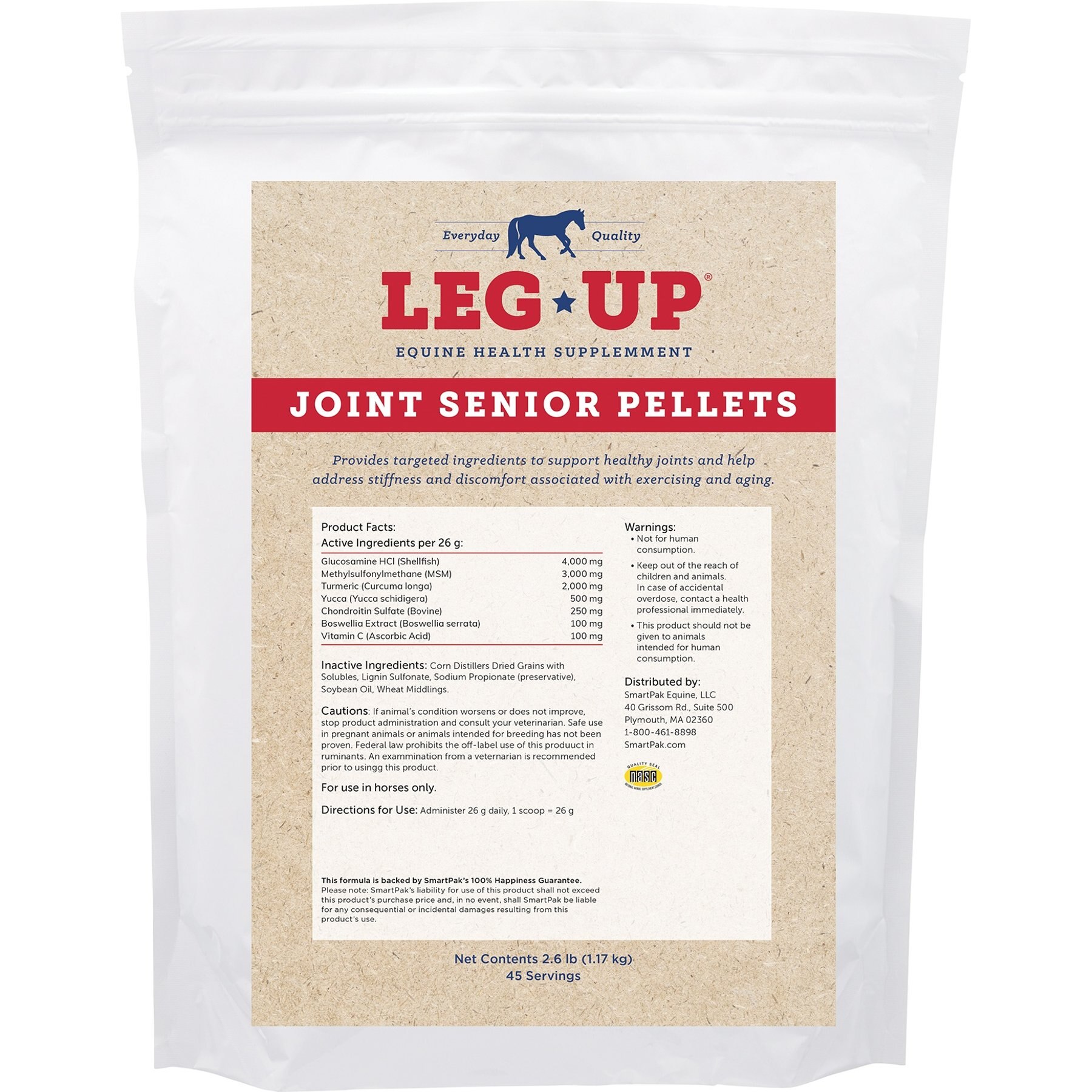SmartPak Leg Up Joint Senior Pellets Joint Supplement for Horses, 2.6-lb bag