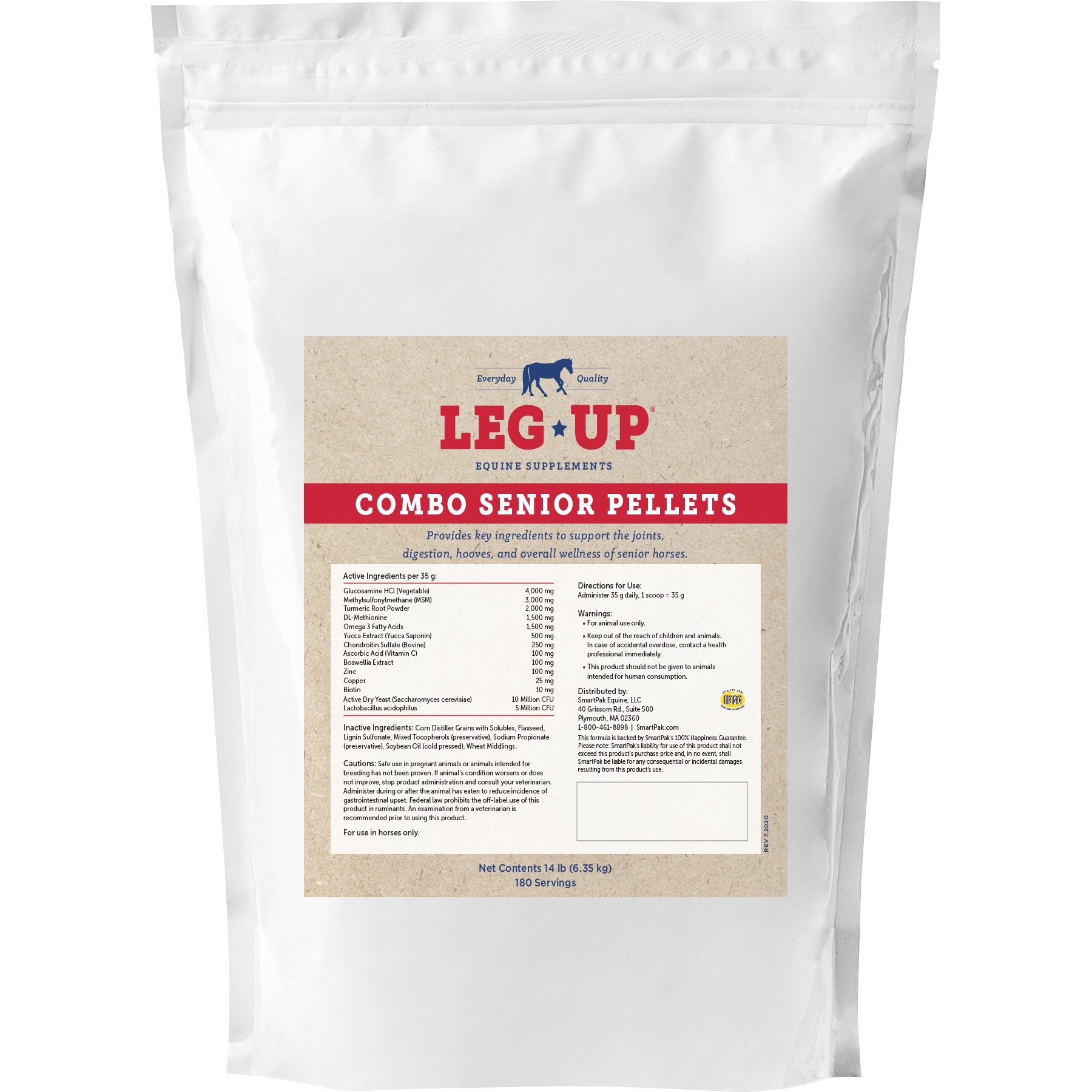 SmartPak Leg Up Combo Senior Pellets Vitamins for Horses, 14-lb bag