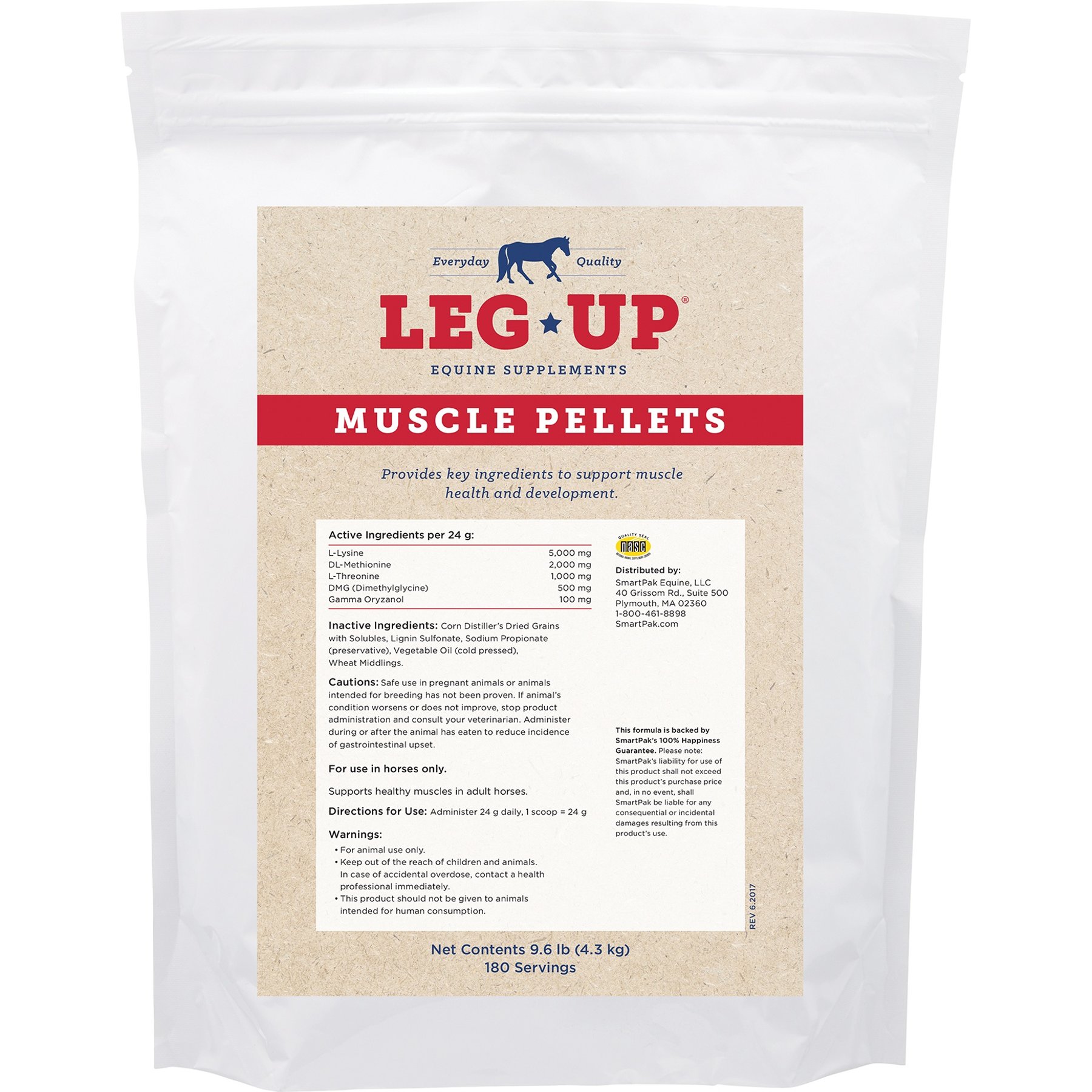 SmartPak Leg Up Muscle Pellets Muscular Supplement for Horses, 9.6-lb bag