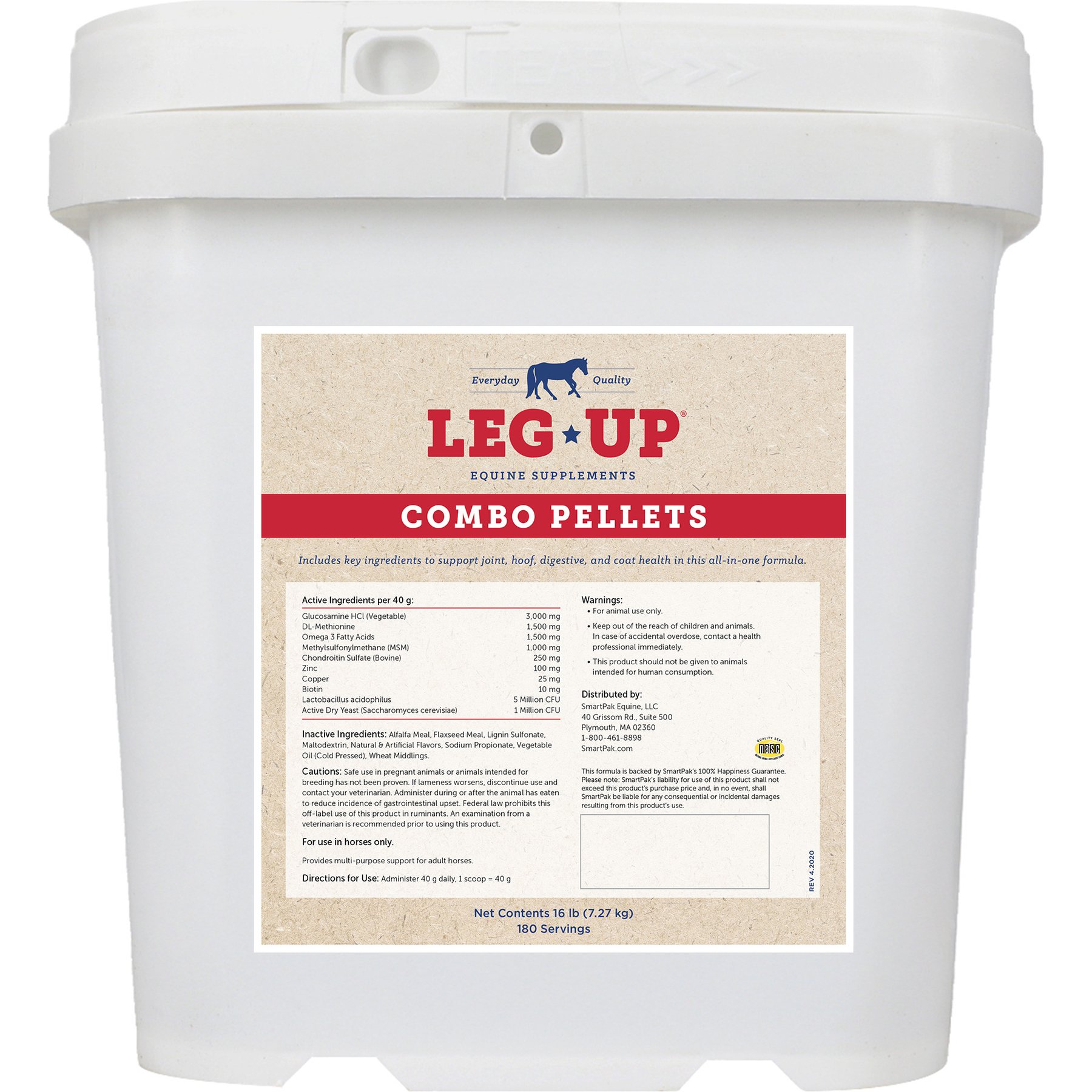 SmartPak Leg Up Combo Pellets Vitamins for Horses, 16-lb bucket