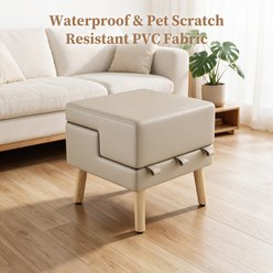 Yafylly 2-in-1 Foldable Wooden Frame & Non-Slip Surface Dog & Cat Steps, Gray slide 2 of 9