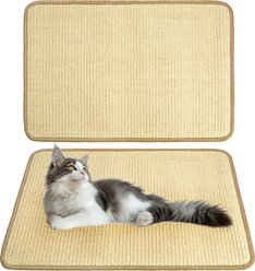 PatiencET Horizontal Natural Sisal Exercise Cat Scratching Mat, Brown, Small: 23.6 x 15.7-in, 2 count