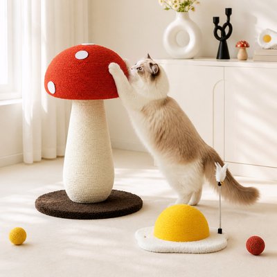 Happy & Polly Happy & Polly Egg Scratcher & Mushroom Sisal Cat Scratcher Toy Set, 2 count, Medium
