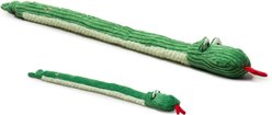 HuggleHounds Sir Squeaks-a-Lot Snake Knottie Squeaky Plush Dog Toy, Green, Large