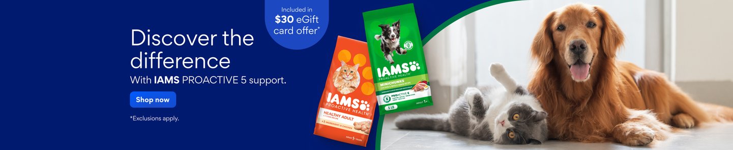 Included in $30 eGift card offer* Discover the difference with IAMS PROACTIVE 5 support. Shop now. *Exclusions apply.