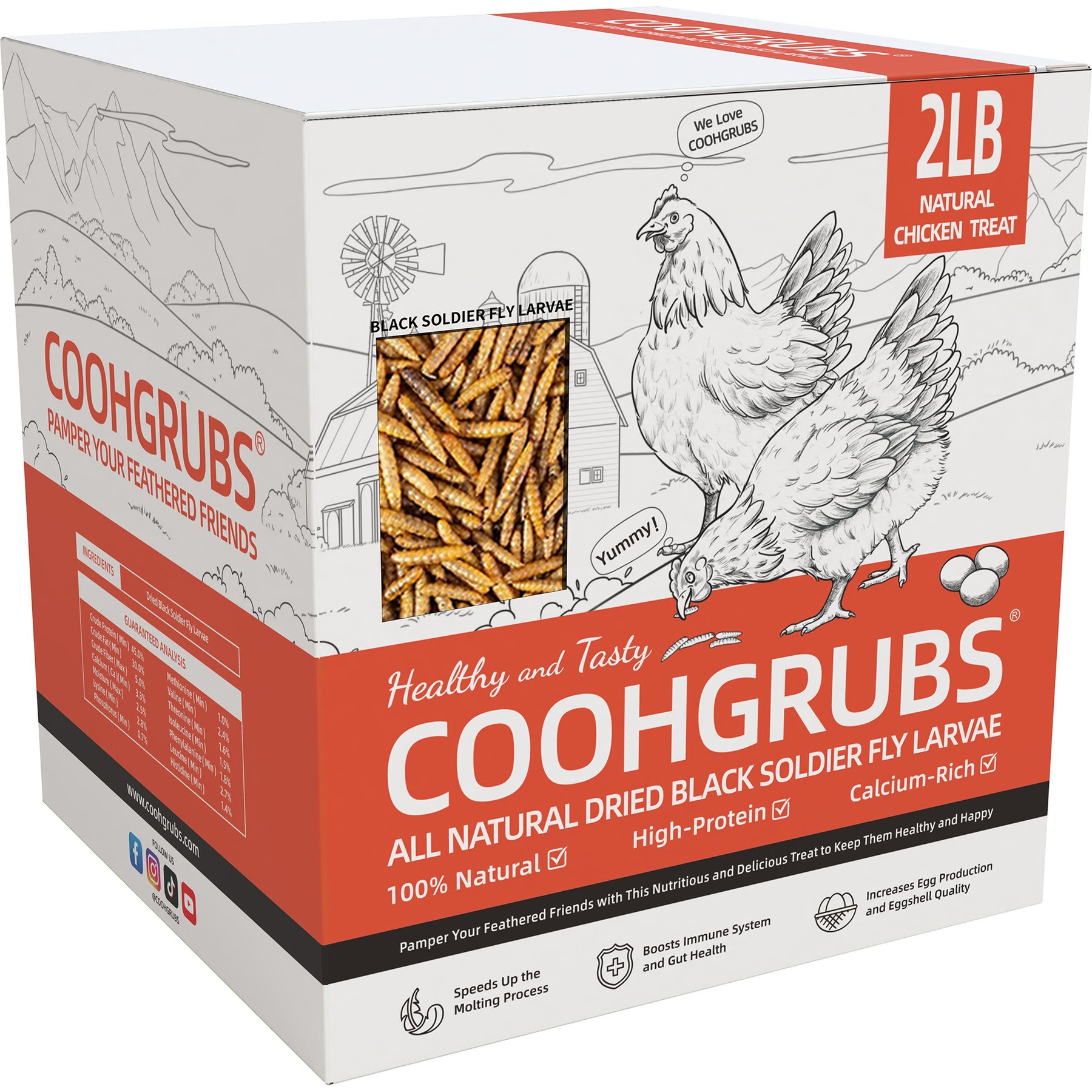 COOHGRUBS Dried Black Soldier Fly Larvae Chicken Treat, 2-lb box