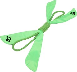 Pet Life Extreme Bow Squeak Rope Tug Dog Toy, Green