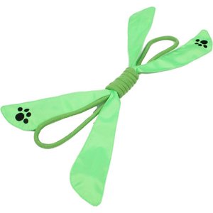 Pet Life Extreme Bow Squeak Rope Tug Dog Toy, Green