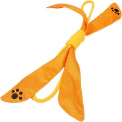 Pet Life Extreme Bow Squeak Rope Tug Dog Toy, Orange
