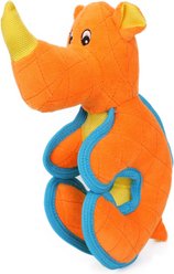 Pet Life Cartoon Funimal Plush Animal Squeak Chew Rope Tug Dog Toy, Orange