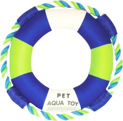 Pet Life Life Raver Rounded Squeaking & Jute Rope Floating Dog Toy, Blue/Green