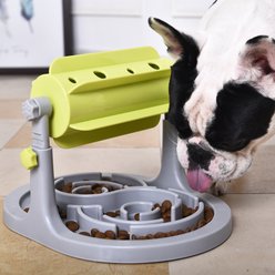 Pet Life Roto Paw IQ Training Interactive Rotating Slow Dog Feeder, Green/Grey slide 2 of 4