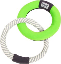 Pet Life Ring Toss Dual-Connecting Jute Rope & Floating Ring Dog Toy, Green