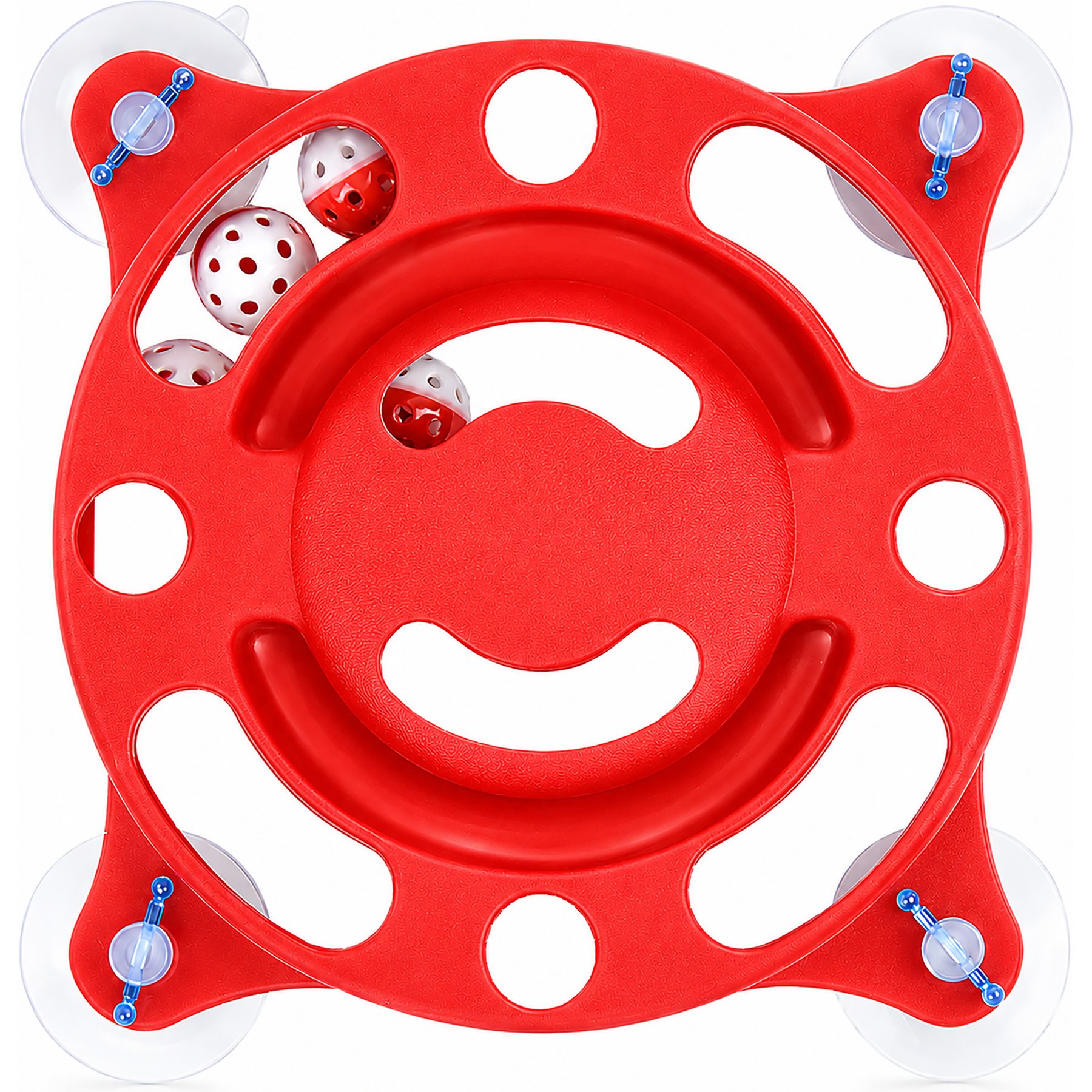 Pet Life Sticky-Swipe Interactive Suction Cup Kitty Exercise Plush Cat Toy, Red