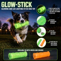 Pet Life Glow-Stick TPR & LED Lighting Squeak & Chew Dog Toy, Orange slide 2 of 2