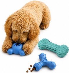 Pet Life 3-Piece Plush Tug Fetch & Squeaking Interactive Dog Toy Set, Blue/Gray