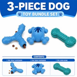 Pet Life 3-Piece Plush Tug Fetch & Squeaking Interactive Dog Toy Set, Blue/Gray slide 2 of 4