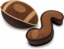 Pet Life 2-Piece Indoor/Outdoor Durable Nylon Plush Squeak & Fetch Ball Dog Toy Set, Dark Brown