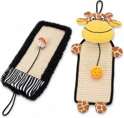 Pet Life 2-Piece Hanging Carpet Variety Pack Scratcher Lounger & Plush Cat Toy Set, Black/Brown slide 1 of 5