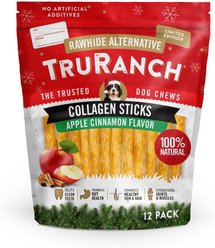 TruRanch Holiday Apple Cinnamon Collagen Sticks Dog Treats, 12 count