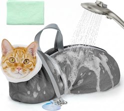 Supet Bathing Breathable Mesh Anti Scratch & Bite Cat Grooming Bag, Grey