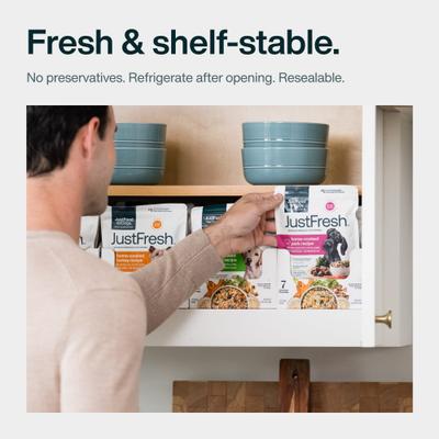 Show full view: JustFoodForDogs JustFresh Human Grade Home-Cooked Beef Recipe Fresh Dog Food, 12-oz pouch, bundle of 14  slide 9 of 12
