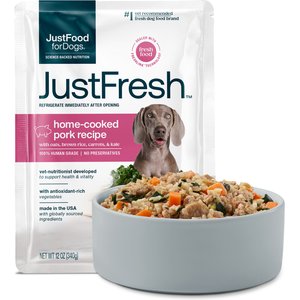 JustFoodForDogs JustFresh Human Grade Home-Cooked Pork Recipe Fresh Dog Food, 12-oz pouch