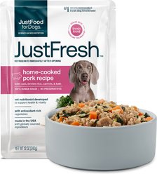 JustFoodForDogs JustFresh Human Grade Home-Cooked Pork Recipe Fresh Dog Food, 12-oz pouch