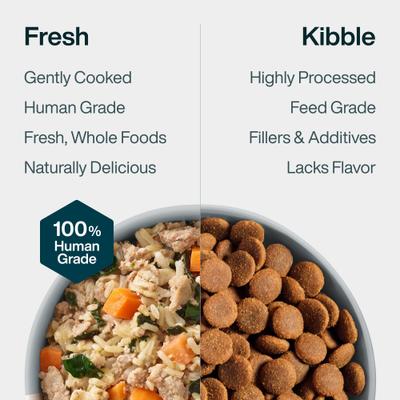 Show full view: JustFoodForDogs JustFresh Human Grade Home-Cooked Chicken Recipe Fresh Dog Food, 12-oz pouch slide 8 of 12