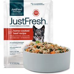 JustFoodForDogs JustFresh Human Grade Home-Cooked Beef Recipe Fresh Dog Food, 12-oz pouch