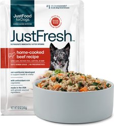 JustFoodForDogs JustFresh Human Grade Home-Cooked Beef Recipe Fresh Dog Food, 12-oz pouch