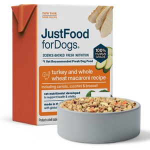 JustFoodForDogs Pantry Fresh Turkey & Whole Wheat Macaroni Fresh Dog Food, 12.5-oz pouch, case of 12
