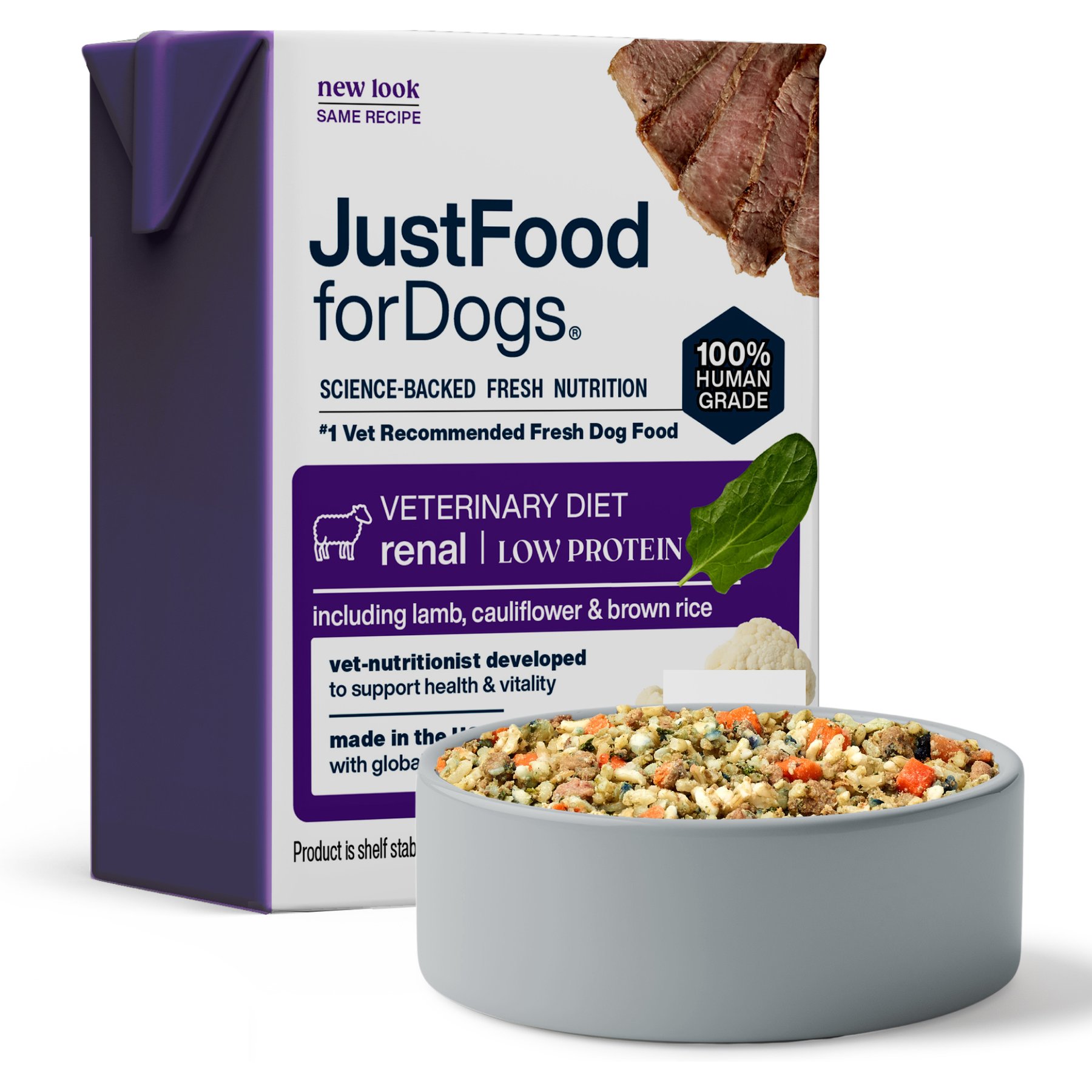 Just Food For Dogs Veterinary Diet PantryFresh Renal Support Low Protein Shelf-Stable Fresh Dog Food, 12.5-oz pouch, case of 12
