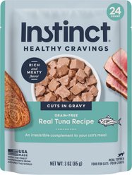Instinct Healthy Cravings Real Tuna Recipe in Savory Gravy Grain-Free Wet Cat Food Topper, 3-oz pouch, case of 24