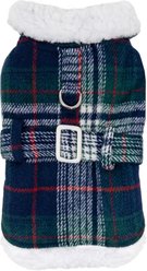 Doggie Design Sherpa-Lined Harness Dog Coat, Blue/Green Plaid, X-Large slide 1 of 4