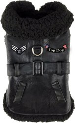 Doggie Design Top Dog Flight Harness Solid Dog Coat, Black, 2X-Large