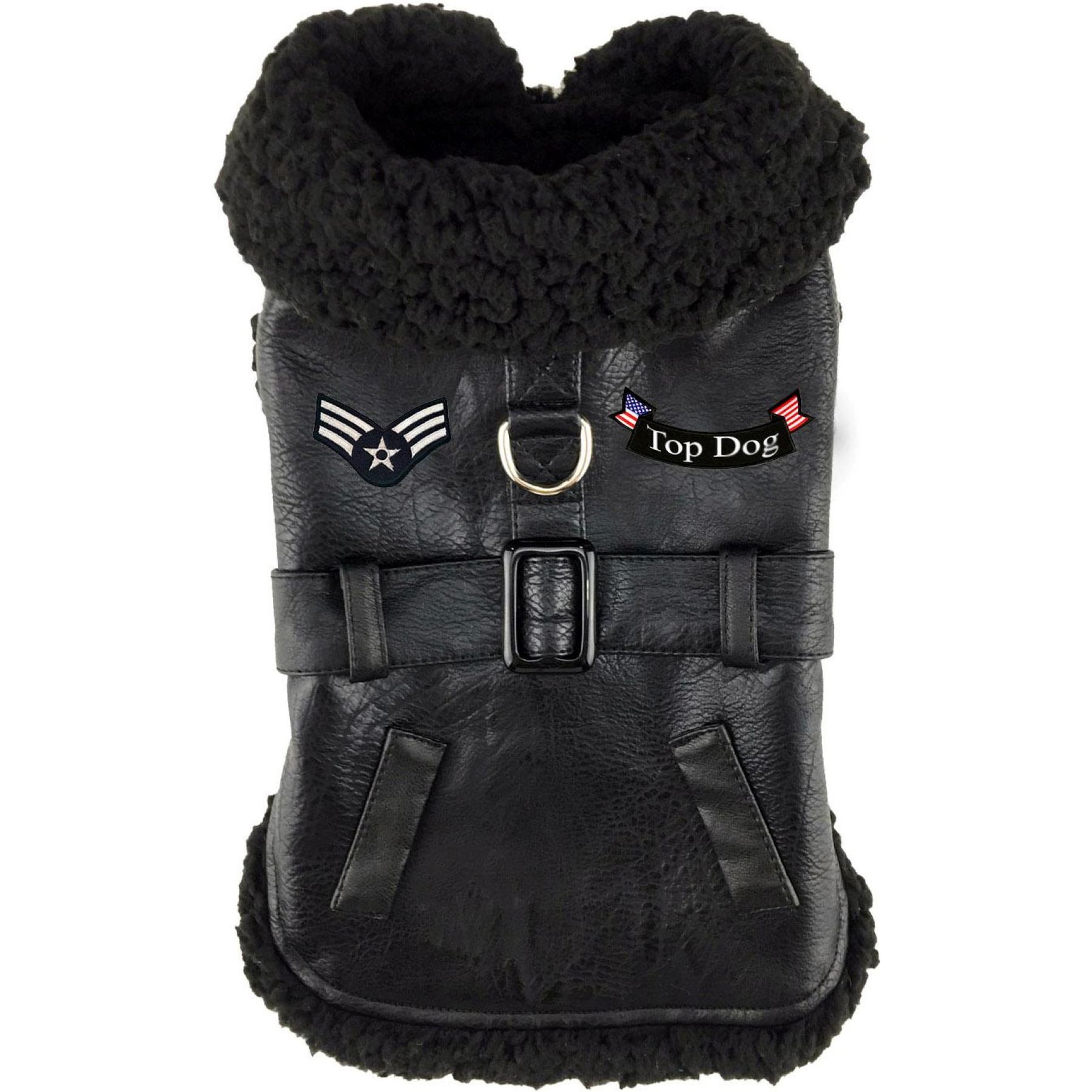 Doggie Design Top Dog Flight Harness Solid Dog Coat, Black, X-Small