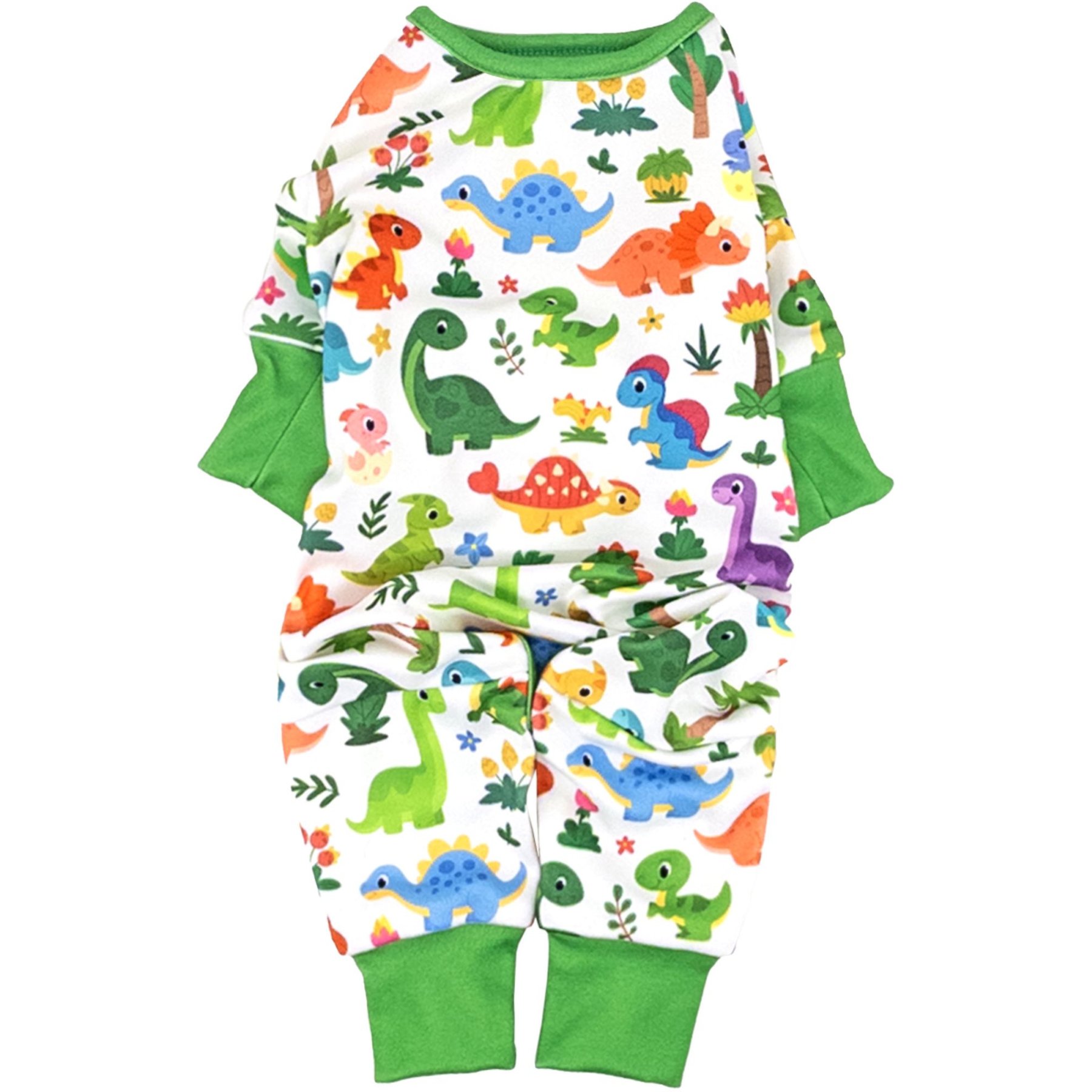 Doggie Design Soft Dinos Graphic Dog Pajamas, Green, Large