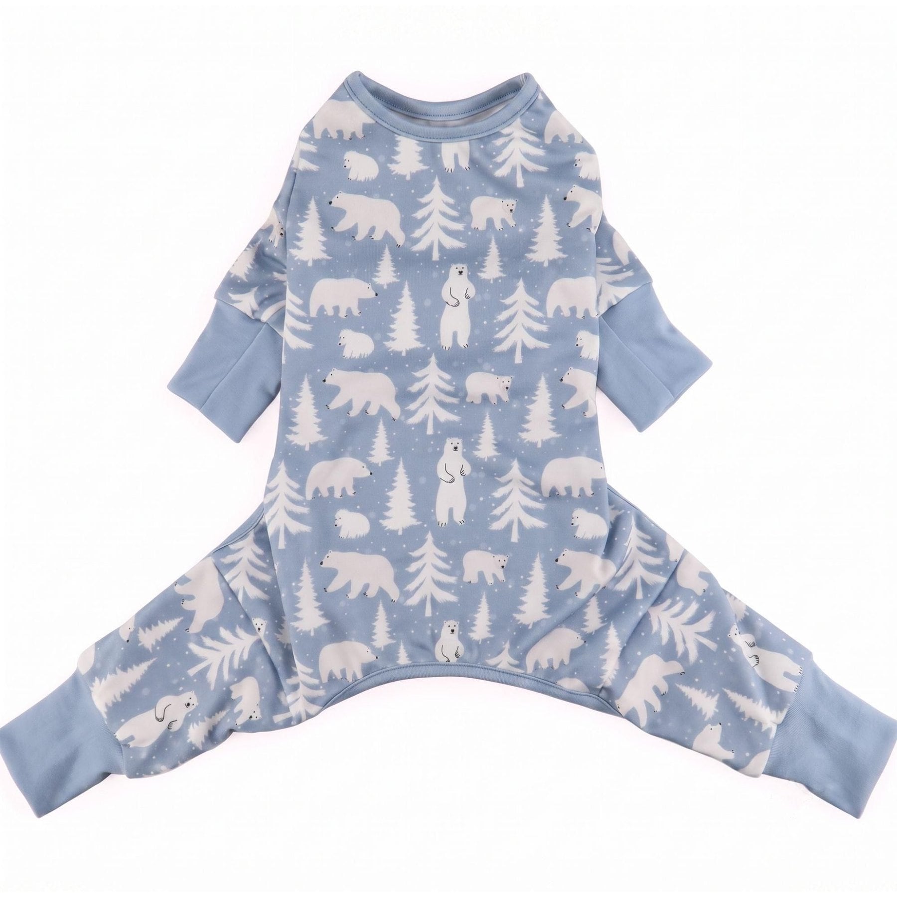 Doggie Design Soft Polar Bears Graphic Dog Pajamas, Blue, X-Small