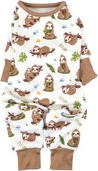 Doggie Design Soft Sloths Graphic Dog Pajamas, Brown, Large
