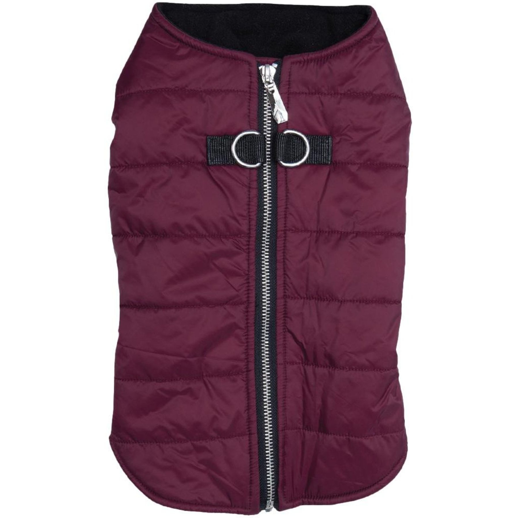 Doggie Design Zip-Up Puffer Vest Dog Coat, Burgundy, X-Large