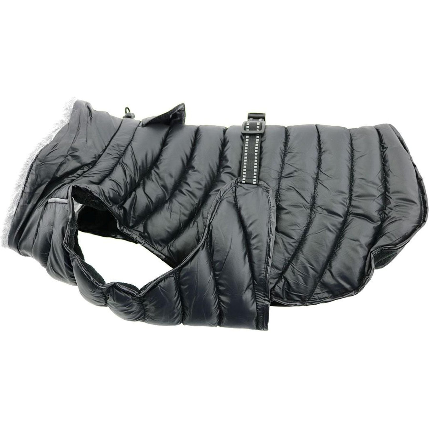 Doggie Design Alpine Extreme Weather Puffer Solid Water Resistant Dog Coat, Black, Medium