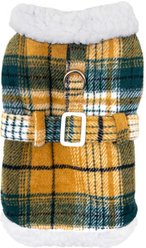 Doggie Design Sherpa-Lined Harness Dog Coat, Yellow Plaid, X-Large