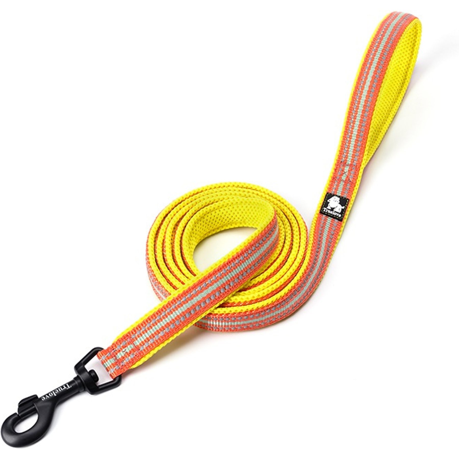 Chai's Choice Premium Outdoor Adventure Padded 3M Polyester Reflective Dog Leash, Blazing Yellow, 6.5-ft long,1-in wide