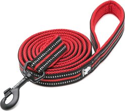 Chai's Choice Premium Outdoor Adventure Padded 3M Polyester Reflective Standard Dog Leash, Red, 3.6-ft long,1-in wide