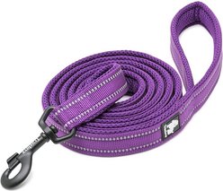 Chai's Choice Premium Outdoor Adventure Padded 3M Polyester Reflective Standard Dog Leash, Purple, 3.6-ft long,1-in wide