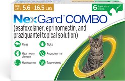 NexGard COMBO Topical for Cats, 5.6-16.5 lbs. (Yellow Box), 6 Doses (6-mos. supply)